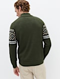 Pure Cotton Fair Isle Half Zip Jumper