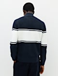 Colour Block Half Zip Jumper with Wool
