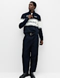 Colour Block Half Zip Jumper with Wool