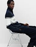 Colour Block Half Zip Jumper with Wool