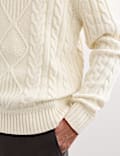Pure Lambswool Cable Knit Roll Neck Jumper