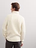 Pure Lambswool Cable Knit Roll Neck Jumper