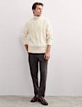 Pure Lambswool Cable Knit Roll Neck Jumper
