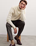 Pure Lambswool Cable Knit Roll Neck Jumper