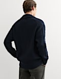 Pure Lambswool Ribbed Shawl Neck Cardigan