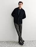 Pure Lambswool Ribbed Shawl Neck Cardigan