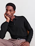 Merino Wool with Silk Knitted Polo Shirt