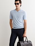 Merino Wool with Silk Knitted Polo Shirt