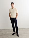 Merino Wool Rich Knitted Polo Shirt with Silk