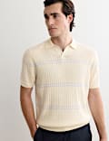 Merino Wool Rich Knitted Polo Shirt with Silk