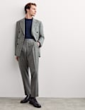 Tailored Fit Italian Wool Check Trousers