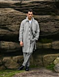 Pantalon de costume coupe ajust&eacute;e en laine italienne &agrave; carreaux Prince de Galles