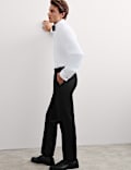 Flat Front Formal Trousers with Wool