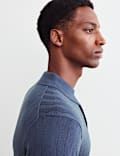 Merino Wool Rich Knitted Polo Shirt with Silk