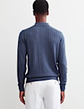 Merino Wool Rich Knitted Polo Shirt with Silk