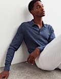 Merino Wool Rich Knitted Polo Shirt with Silk