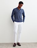 Merino Wool Rich Knitted Polo Shirt with Silk