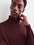 Merino Wool Rich Roll Neck Jumper with Silk