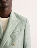 Tailored Fit Double Breasted Wool Linen Blend Jacket