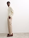 Pure Cotton Tapered Fit Pleated Twill Trousers