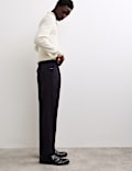 Pure Cotton Tapered Fit Pleated Twill Trousers