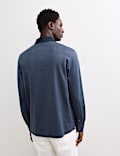 Pure Cotton Textured Long Sleeve Polo Shirt