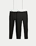 2pk Slim Fit Stretch Smart Trousers