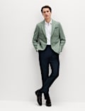 Tailored Fit Linen Cotton Blend Herringbone Blazer