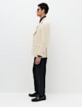 Tailored Fit Linen Cotton Blend Herringbone Blazer
