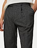 Textured Checked Stretch Trousers