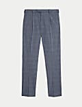 Single Pleat Checked Stretch Trousers