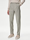 Tailored Fit Checked Single Pleat Trousers