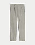 Tailored Fit Checked Single Pleat Trousers