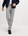 Tailored Fit Flat Front Check Trousers