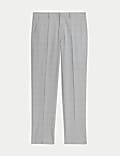 Tailored Fit Flat Front Check Trousers
