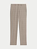 Tailored Fit Flat Front Check Trousers
