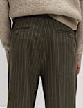 Relaxed Fit Pinstripe Flat Front Trousers