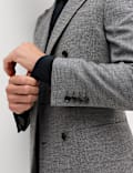 Regular Fit Textured Stretch Double Breasted Suit Jacket