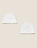 2pk Pure Cotton Hats (0-12 Mths) 