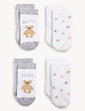 4er-Pack Frottee-Babysocken „Born in 2023“ (3,2 kg – 1 J.)