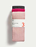 Lot de 3&nbsp;paires de collants en coton côtelé à paillettes