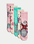 5pk Cotton Rich Disco Santa Socks