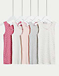 5pk Pure Cotton Heart & Plain Vests (2-14 Yrs)