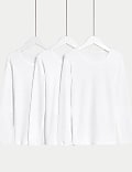 3pk Pure Cotton Long Sleeve Vests (2-14 Yrs)