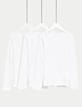 3pk Pure Cotton Long Sleeve Vests (2-14 Yrs)