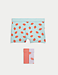 Set van 3 katoenrijke boxershorts met aardbeienmotief (5-16 jaar)