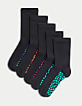 Lot de 5 paires de chaussettes en coton à motif damier, idéales pour l’école