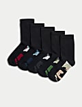 5pk Cotton Rich Camo Sole School Socks (6 Small-7 Large)
