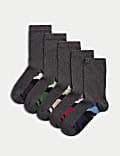 Pack de 5 pares de calcetines escolares de algodón con suela con estampado de camuflaje (6&nbsp;pequeño-7&nbsp;grande)