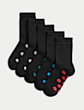 5er-Pack Schulsocken mit hohem Baumwollanteil und Smileys